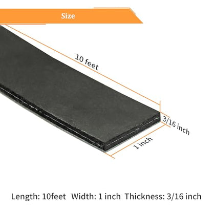 DOBTIM Adhesive Reinforced Solid Rubber Sheets, Rolls & Strips Cloth Inserted 3/16 (.187)" Thick X 1" Wide X 10'Long, Neoprene Strips Tensile-Resistant Tougher Projects - size: 1" X 10', style: .187" thick(Adhesive）