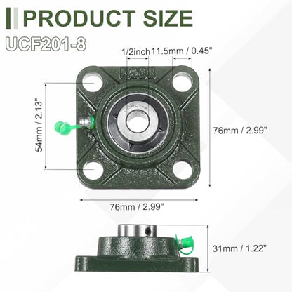 uxcell UCF201-8 Pillow Block Bearings,1/2 inch Bore(ABEC3) - size: UCF201-8 (1/2 inch)