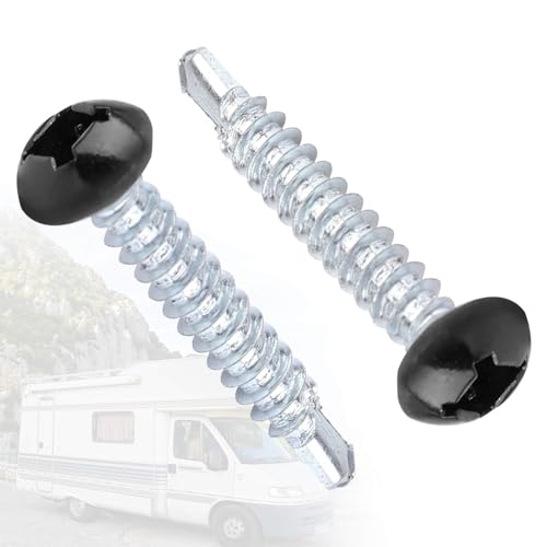 Pan Head Metal RV Screws Black #8 x 1-100 Pcs - size: #8x1"