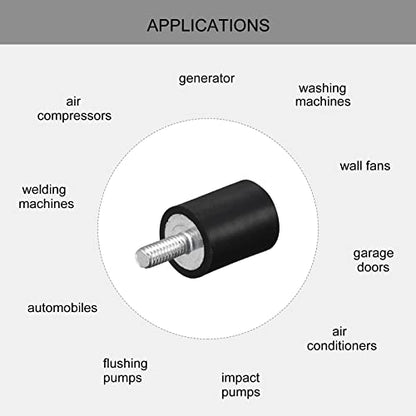 uxcell Rubber Mounts 8pcs M4 Male/Female Vibration Isolator Shock Absorber, for Garage Motor Air Compressor Car Boat Bobbins, D15mmxH20mm - size: M4x15mmx20mm