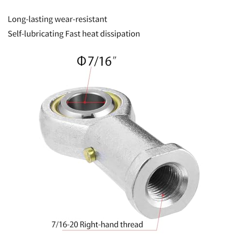 2Pcs PHSB7 Rod End Bearing 7/16 Inch Bore Pre-Lubricated 7/16-20 Female Thread Right Hand Heim Joint with Jam Nuts - size: 7/16, style: Right Hand