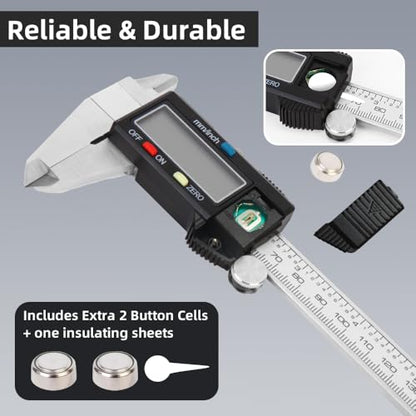 Digital Caliper Measuring Tool, Stainless Steel Vernier Caliper Digital, Micrometer Calipers with Large LCD Screen, Auto-Off Feature, Inch Millimeter Conversion, 6 Inch Caliper Tools for DIY/Household