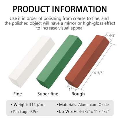 SCOTTCHEN Buffing Polishing Cutting Compounds 12 Oz. Kit - Green Fine/White Medium/Red Coarse - 3 Pack - size: 12 Oz. - Green Fine/White Medium/Red Coarse