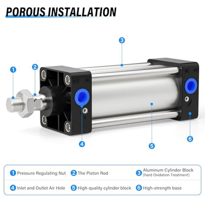 TAILONZ 40mm Bore 200mm Stroke Pneumatic Air Cylinder Double Action SC 40x200 - size: 40mm Bore 200mm Stroke
