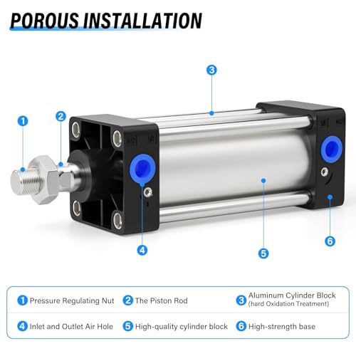 TAILONZ 63mm Bore 25mm Stroke Pneumatic Air Cylinder Double Action SC 63x25 - size: 63mm Bore 25mm Stroke