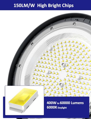 400W UFO High Bay Lights 60000LM LED Shop Light Plug & Play 6 Pack