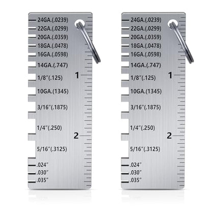 ZeeDix 2 PCS Metal Thickness Gauge Portable Steel Thickness Gauge Metal GaugeThickness Tool, Stainless Steel Plated Size Inspection Tool Welding Material Steel Gauge - style: Rectangle Thickness Gauge-2