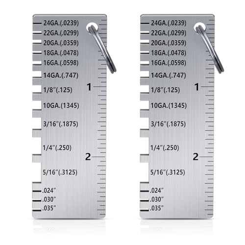 ZeeDix 2 PCS Metal Thickness Gauge Portable Steel Thickness Gauge Metal GaugeThickness Tool, Stainless Steel Plated Size Inspection Tool Welding Material Steel Gauge - style: Rectangle Thickness Gauge-2