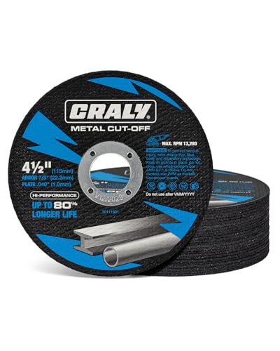 CRALY 4-1/2 Inch Cut-Off Wheels for Cutting Metal & Stainless Steel, Professional Grade Ultra Thin Metal Cutting Disc for Angle Grinder & Die Grinder, 7/8 in Arbor, 25-Pack(30111501-25) - style: 4-1/2 Inch,25pcs