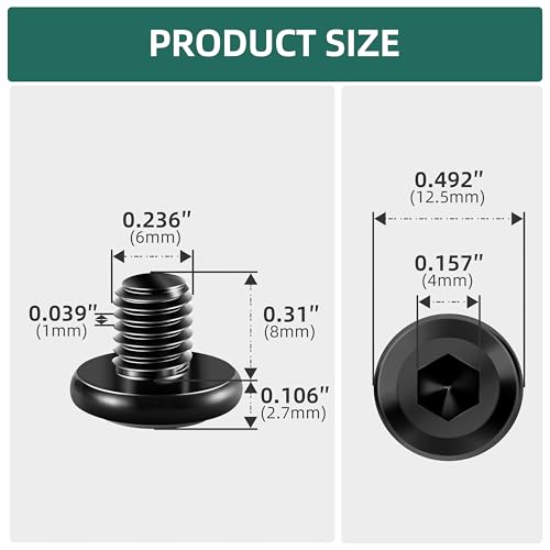 20Pcs M6-1.0 x 8mm Flat Head Socket Cap Screws Bolts 304 Stainless Steel Black Zinc Plated Furniture Bolts, Fully Threaded M6 Bolt with Hex Spanner - size: M6 x 8mm
