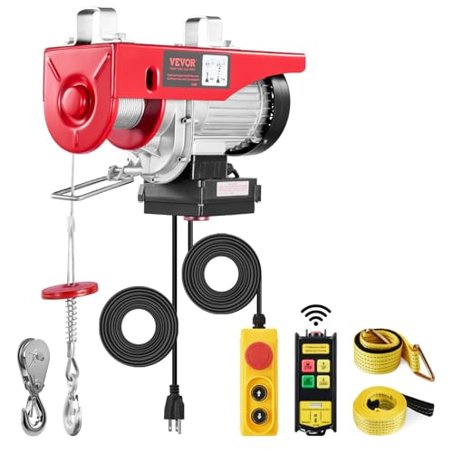 VEVOR Electric Hoist, 1320 lbs 120V Electric Winch with 328 ft Wireless & 14 ft Wired Remote Control, 40 ft Single Cable Lifting Height, Single/Double Slings, Lift Hoist for Garage Warehouse Factory - size: 1320LBS Wireless/Wired