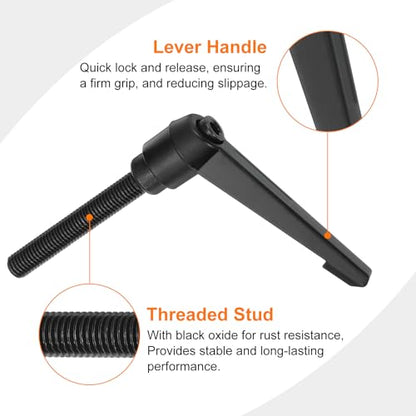 uxcell M12 x 80mm Adjustable Knobs Handle Male Thread Push Button Ratchet Quick Release Locking Rotating Bolt for Lathe Machinery, Black - size: M12 x 80mm