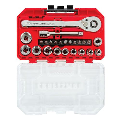 CRAFTSMAN Mechanics Tool Set, 24 Piece, 1/4 Inch Drive SAE, 90-Tooth (CMMT12109LZ) - style: NEW SAE Set