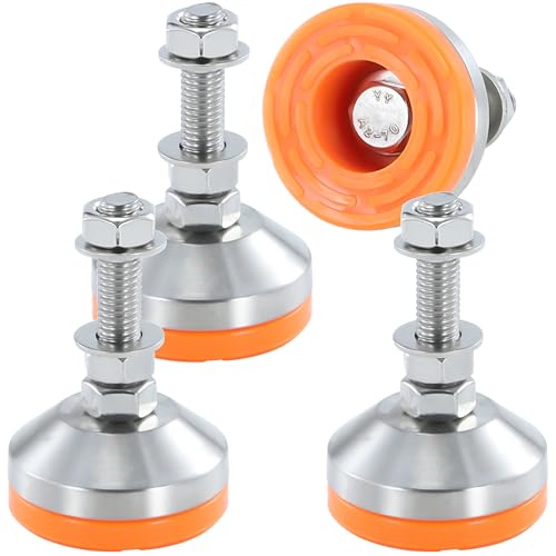Heavy Duty 2400 lb Capacity Stainless Steel Adjustable Leveling Feet for Shelving,Machinery Devices, Workbench,Furniture,M12 Thread, 2.33inches Dia Base, Anti-Slip Nylon Pad - color: Orange, size: B2.33in x M12 x H1.97in