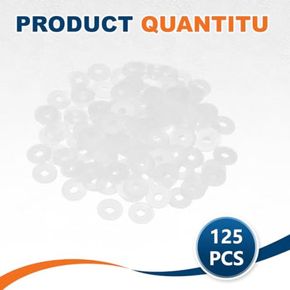 PATIKIL 125 Pcs Nylon Flat Washer M3 3mm ID 10mm OD 1mm THK White - color: White, size: 3mm x 10mm x 1mm