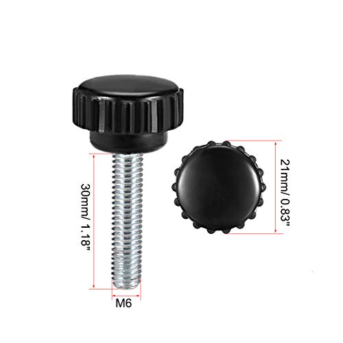 uxcell M6 x 30mm Metric Male Thread Knurled Clamping Knobs Black 4 Pcs - size: M6 x 30