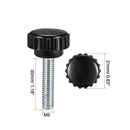 uxcell M6 x 30mm Metric Male Thread Knurled Clamping Knobs Black 4 Pcs - size: M6 x 30
