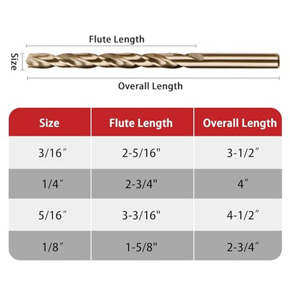 13Pcs 5/16" Cobalt Drill Bits M35 HSS Jobber Length - size: 13PCS-5/16" Cobalt Drill Bit