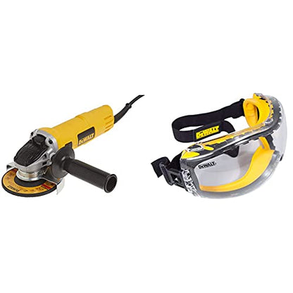 DEWALT Angle Grinder, One-Touch Guard, 4-1/2 -Inch, Yellow, Small with w/Safety Goggle (DWE4011 & DPG82-11C)