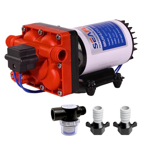 SEAFLO 42W Series 12V DC, 4.0 GPM, 55 PSI Brushless Automatic Demand Diaphragm Water Pressure Pump – Ultra Quiet Operation, Self-Priming, Overload Protection, NSF & UL Certified- 4 Year Warranty! - style: 12V - 4.0 GPM - 55 PSI