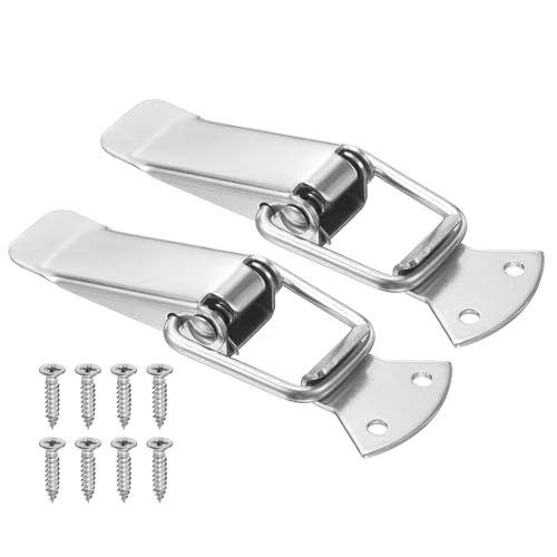 PATIKIL 2 Pcs Stainless Steel Spring Loaded Toggle Latch, 4.2" Tool Box Catch Hasp Clamp Lock with Mounting Hole and Screws for Cabinet Door Barn Wooden Case Chest - size: 4.2"
