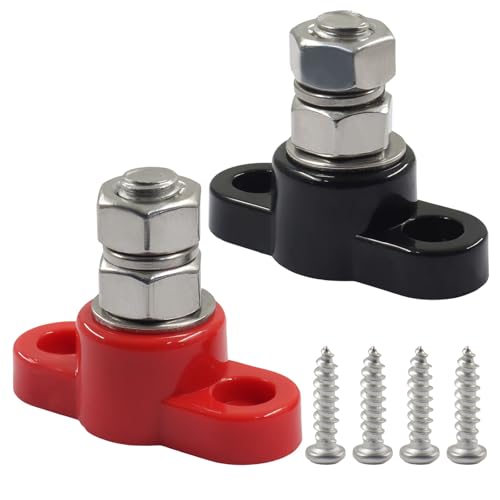 Bonsicoky 12V 250A Power Distribution Block Bus Bar, 2 Pcs M10 Stud - size: M10