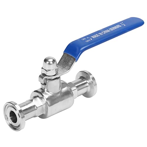 DERNORD 1/2" Tri-Clamp Ball Valve Stainless Steel 304,PTFE Lined. (1/2 inch Tube OD) - size: 1/2 inch Tube OD