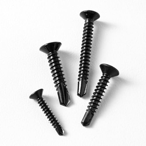 #10 x 2 (50 Pack) Flat Head Sheet Metal Screws Phillips Drive Fast Self-Tapping Screw Wood Screws, High-Strength 410 Stainless Steel, Black Oxide - size: #10 x 2''