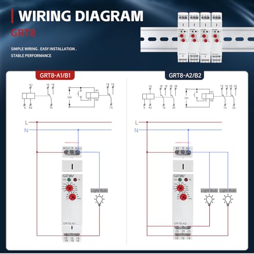 Delay Off Time Relay 16A 1SPDT Electronic Adjustable Single Function Timer Delay Relay Din Rail Modular(GRT8-B1,AC230V) - size: GRT8-B1,A230