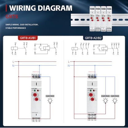 Delay Off Time Relay 16A 1SPDT Electronic Adjustable Single Function Timer Delay Relay Din Rail Modular(GRT8-B1,AC230V) - size: GRT8-B1,A230