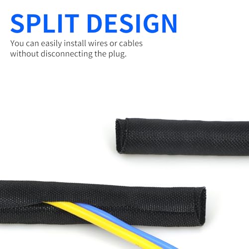 Split Wire Loom, 20ft Automotive Cable Protector Sleeve, Flexible Braided Cable Sleeves High Temperature Cable Management (Black, 3/4") - color: Black, size: 3/4"