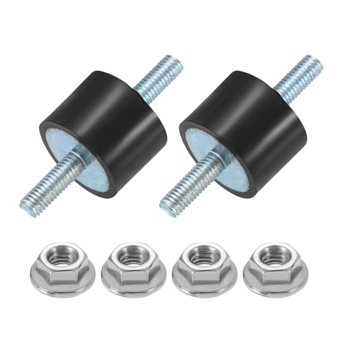 uxcell 2Pcs M5 x 15mm Rubber Mounts, 15 x 20mm Cylindrical Anti Vibration Isolator Studs Shock Absorber Double Studs with Nuts for Car Bobbin Generator Air Compressors - size: M5 x 15mm, 15 x 20mm