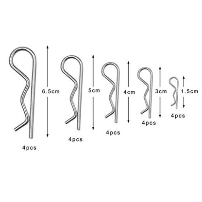 20 Pcs Cotter Pin Assortment Kit, Zinc-Plated Steel, M1-M3 Sizes