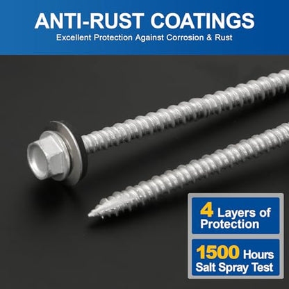 #10×2Inch Metal Roofing Screws 320-PCS Hex Head Rustpert Coating Screws - size: #10×2