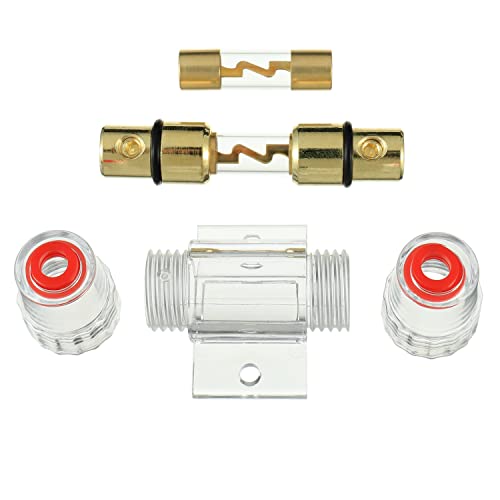 BOJACK 4-8 Gauge AWG in-line 60A AGU Fuse Holder with 60 Amp AGU Fuses for Car Audio, Alarm, Amplifier, Compressors, Waterproof Inline Fuse Holders (60A) - size: 60A