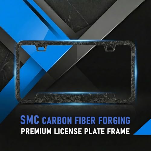 Forged Carbon License Plate Frame, Ultra Lightweight Matte Carbon Frame with Anti-Theft 304 Stainless Screws, Fits Standard North American 12 x 6 Inch Plates, for Honda Acura Infiniti