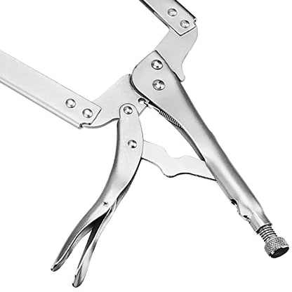 NINGWAAN 2 PCS 18 Inch C Clamp Locking Pliers, Heavy Duty C Locking Pliers with Swivel Pad, Welding Vise Grip Clamps Face Clamps for Woodworking and Welding