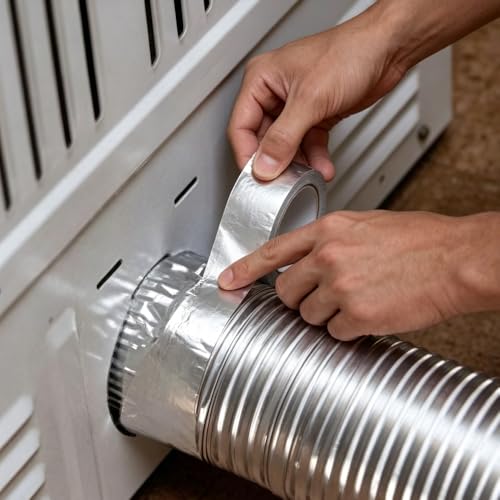 Aluminum Foil Duct Tape Heavy Duty Waterproof, Silver Insulation Adhesive Metal Tape, High Temperature Heat Resistant for Ductwork, Ducting, Sealing, Patching, Furnace, 1.1 Inch x 65 Feet (2.3 mil)