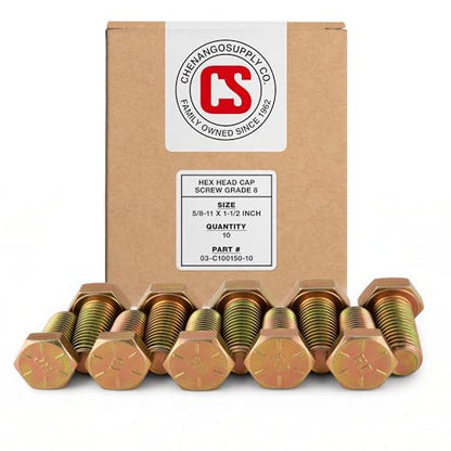 Chenango Supply 5/8-11 x 1-1/2" Grade 8 Hex Head Cap Screws - size: 5/8-11 x 1-1/2" Hex Bolt