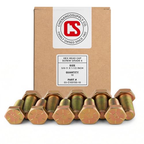Chenango Supply 5/8-11 x 1-1/2" Grade 8 Hex Head Cap Screws - size: 5/8-11 x 1-1/2" Hex Bolt