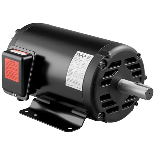 VEVOR 10 HP Electric Motor, 1770RPM Air Compressor Motor, CW/CCW Rotation, 1.375 inch Shaft Diameter, 3.88inch Shaft Length, 40N.m Torque, Three-Phase, 230V/460V, ODP Cooling, 215T Frame - size: 10P-215T-3.88inch Shaft Length