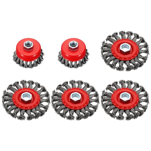 DTGN 6 Pcs Wire Wheel Cup Brush Set, 5/8"-11 Arbor(4" Wheel + 3" Cup) - size: 4" wheel + 3" cup