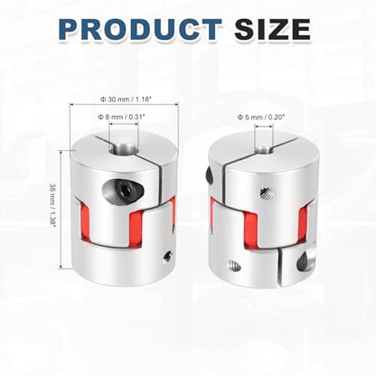 MECCANIXITY 5mm-8mm Aluminium Plum Flexible Shaft Coupling w Hex Wrench - size: 5mm to 8mm
