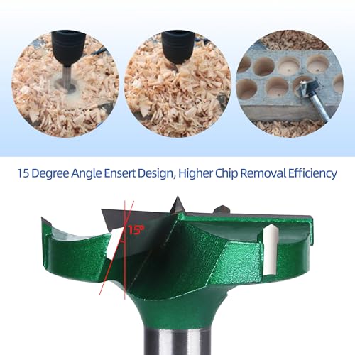 HUHAO 2-3/8" | 60mm Triple Flute Forstner Drill Bit, Tungsten Carbide Upgraded Drilling Hole Saw Woodworking Hinge Cutter Tool Kits for Wood,Plywood,Plastic,MDF - size: 60 mm