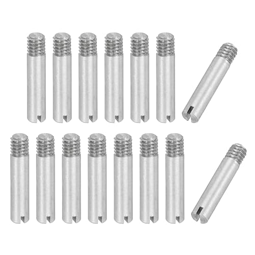 PATIKIL M2.5 x 12mm Slotted Cylindrical Pin, 15 Pcs 304 Stainless Steel Dowel External Thread Slotted Pin Screw for Home Furniture Cabinet Improvement, Silver Tone - size: M2.5 x 12mm