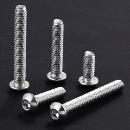 Wensilon (50Pcs) 1/4-20 * 3/8 Button Head Socket Cap Bolts Screws, 304 Stainless Steel, Allen Hex Drive, Bright Finish, Fully Machine Thread - color: Silver, size: A 1/4-20*3/8