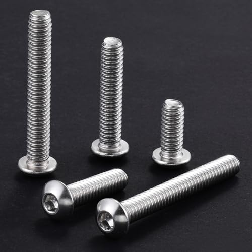 Wensilon (50Pcs) 1/4-20 * 3/4 Button Head Socket Cap Bolts Screws, 304 Stainless Steel, Allen Hex Drive, Bright Finish, Fully Machine Thread - color: Silver, size: A 1/4-20*3/4
