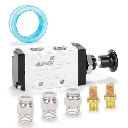 1/4" NPT Manual Control Valve 4R210-08, 5-Port 2-Position Hand Valve - size: 1/4'' NPT, style: 5 Way 2 Position