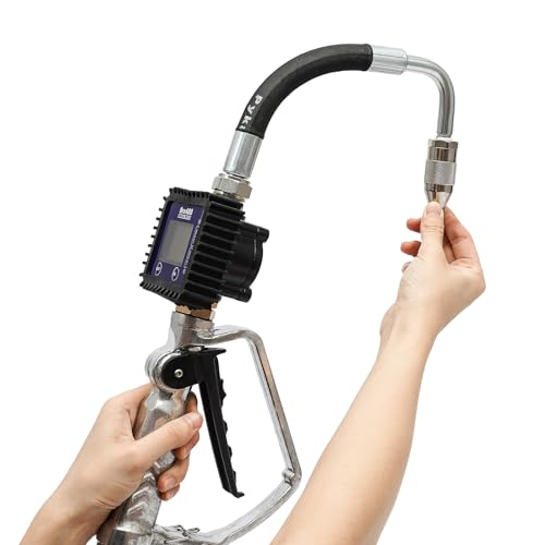 Gun Oil Electronic Digital Air Operated Oil Transfer Pump Oil Gun Nozzle Gun Flow Meter Oil Hose Control Valve Meter Oil Dispenser Automotive Digital Fuel Gun With 1/2" Flexible Hose And Manual Tip - color: Flexible tube+2 batteries
