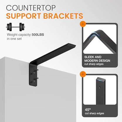 BATODA 16” Countertop Support Steel Brackets (2 PCS), Heavy Duty L Bracket - size: 16 Inch